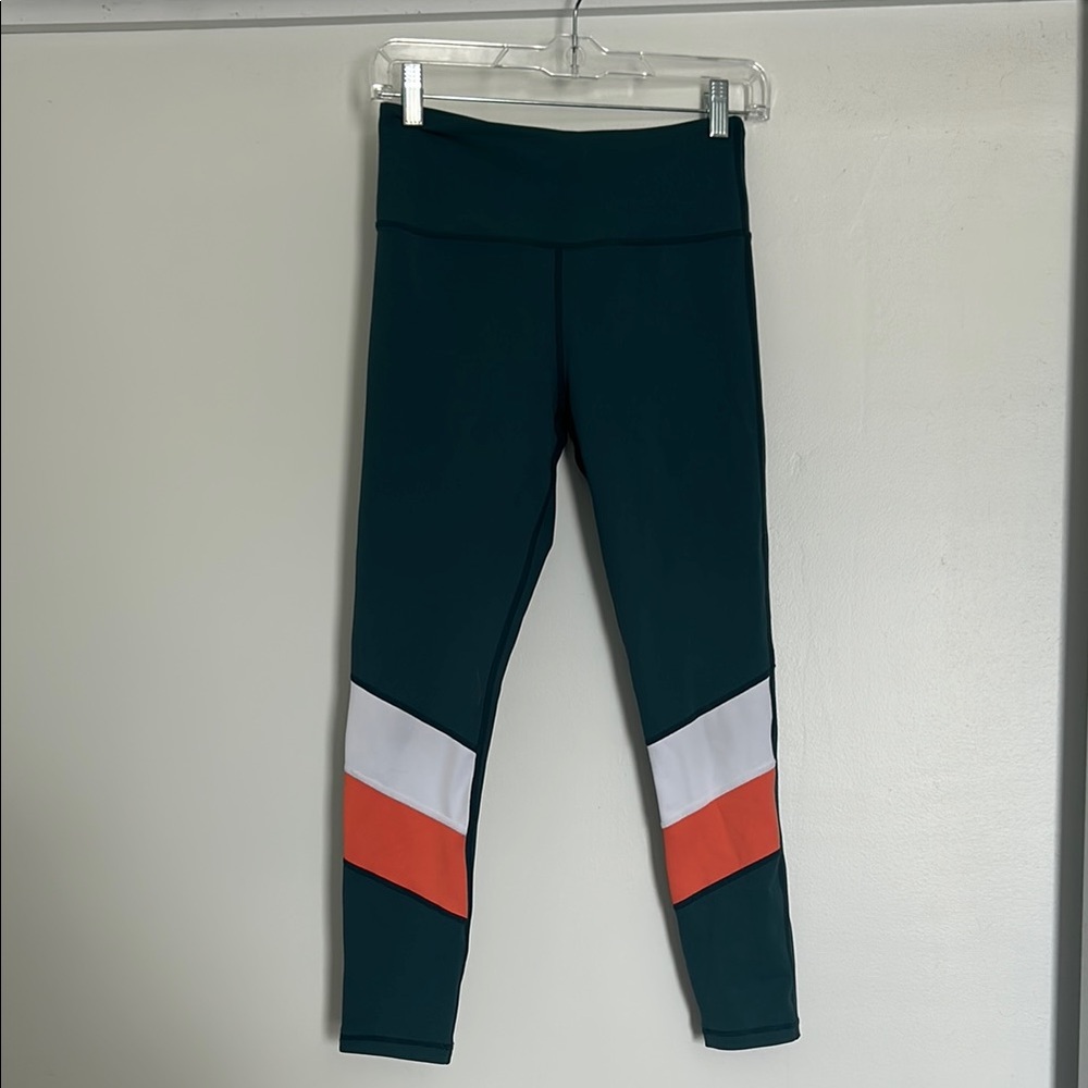 Zyia Colorblock Leggings with Orange and White Accents